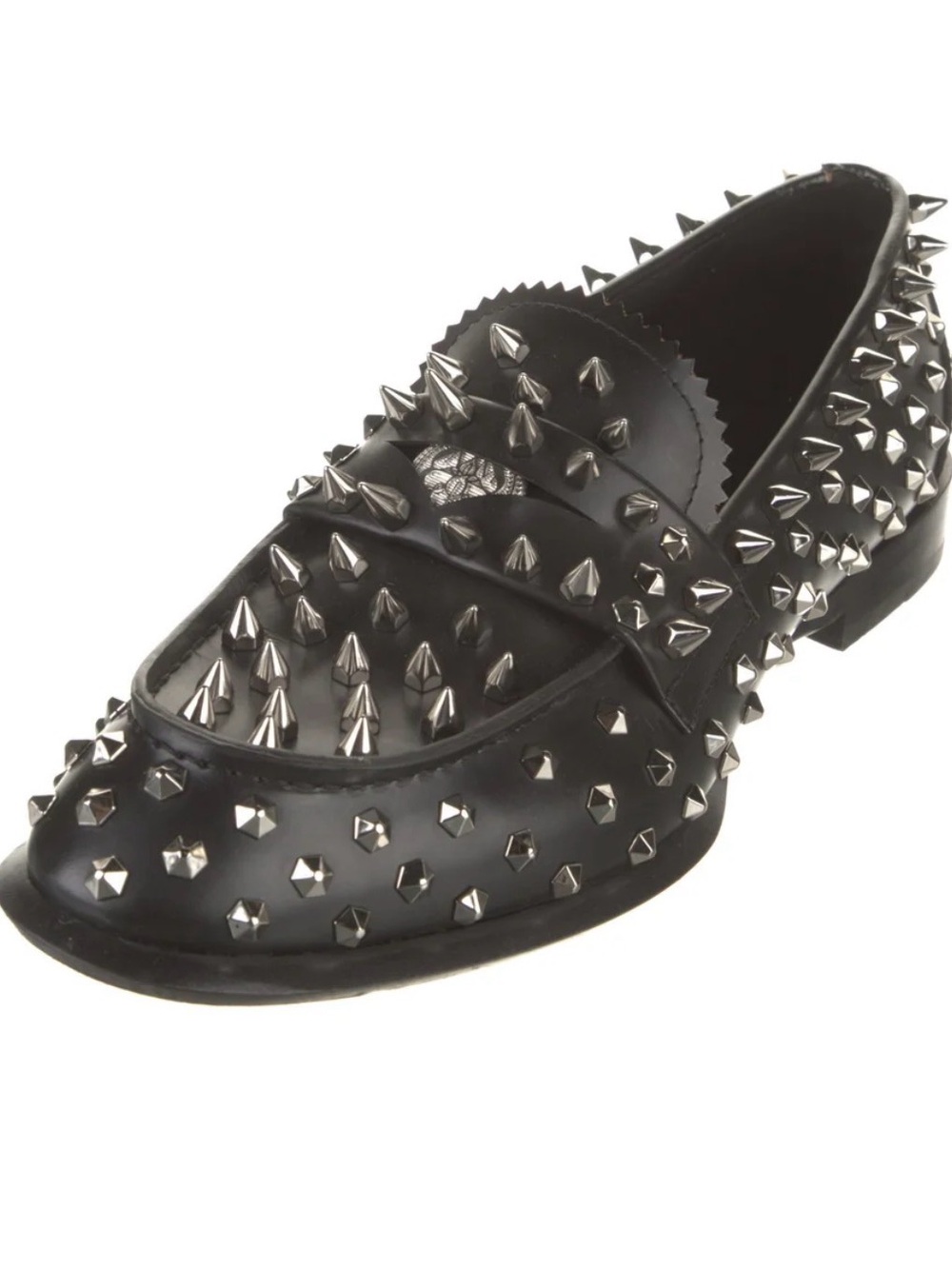 Alexander McQueen Black Leather Spike-Embellished Loafers EU41 (US8) - Picture 3 of 15